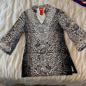 Black and white beaded top/tunic
